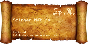 Szinger Mína névjegykártya